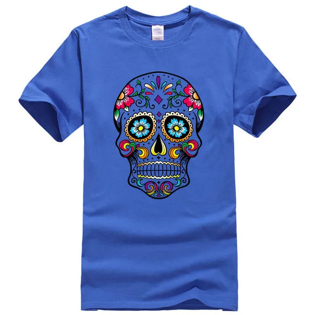 Cool Light Weight Cotton Sugar Skull Shirt in your choice of colors