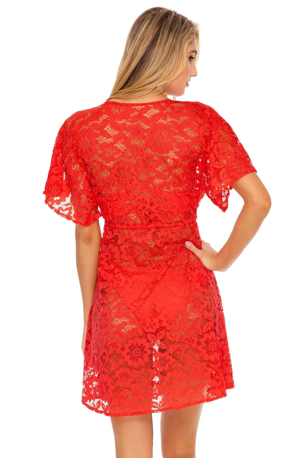 CORAZON DE SEDA - Deep V Basic Short Tunic • Scarlet
