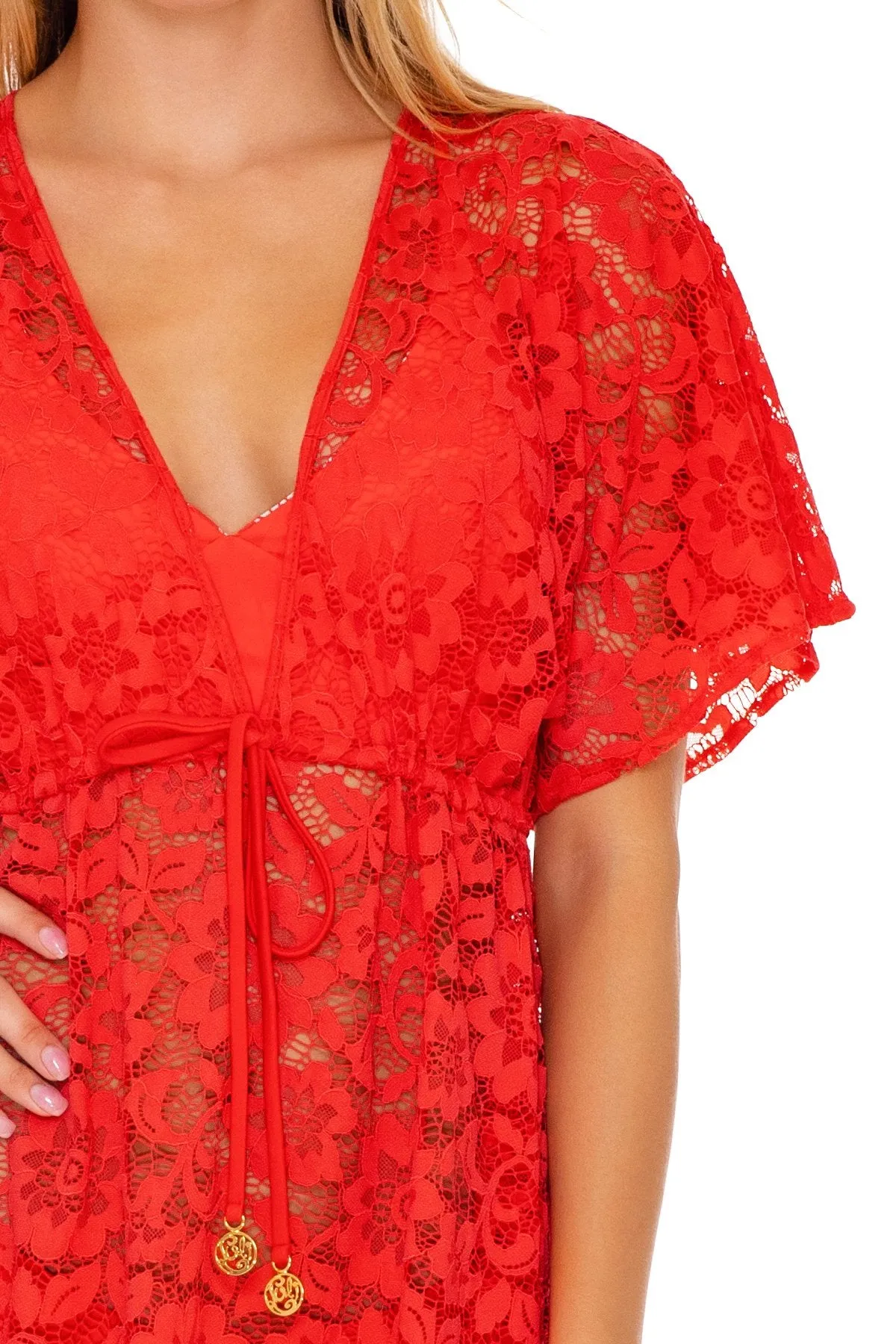 CORAZON DE SEDA - Deep V Basic Short Tunic • Scarlet