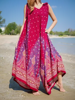 Crimson Peacock Boho Jumpsuit