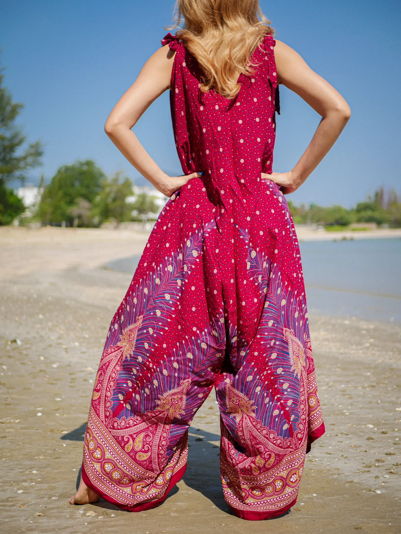 Crimson Peacock Boho Jumpsuit