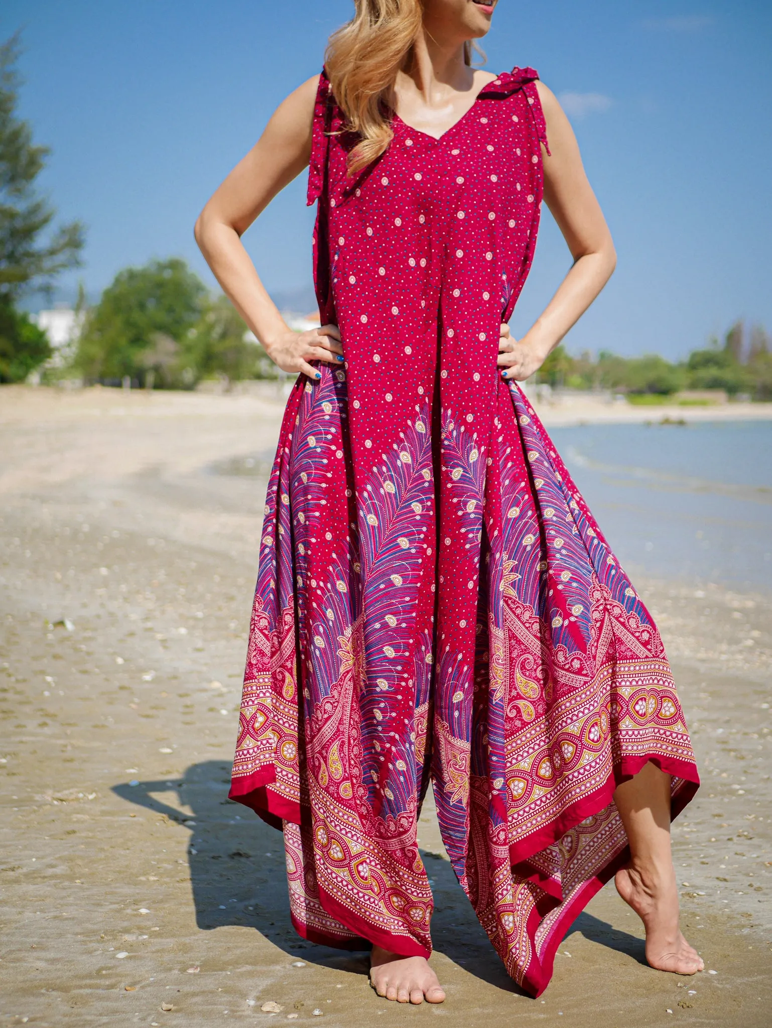Crimson Peacock Boho Jumpsuit