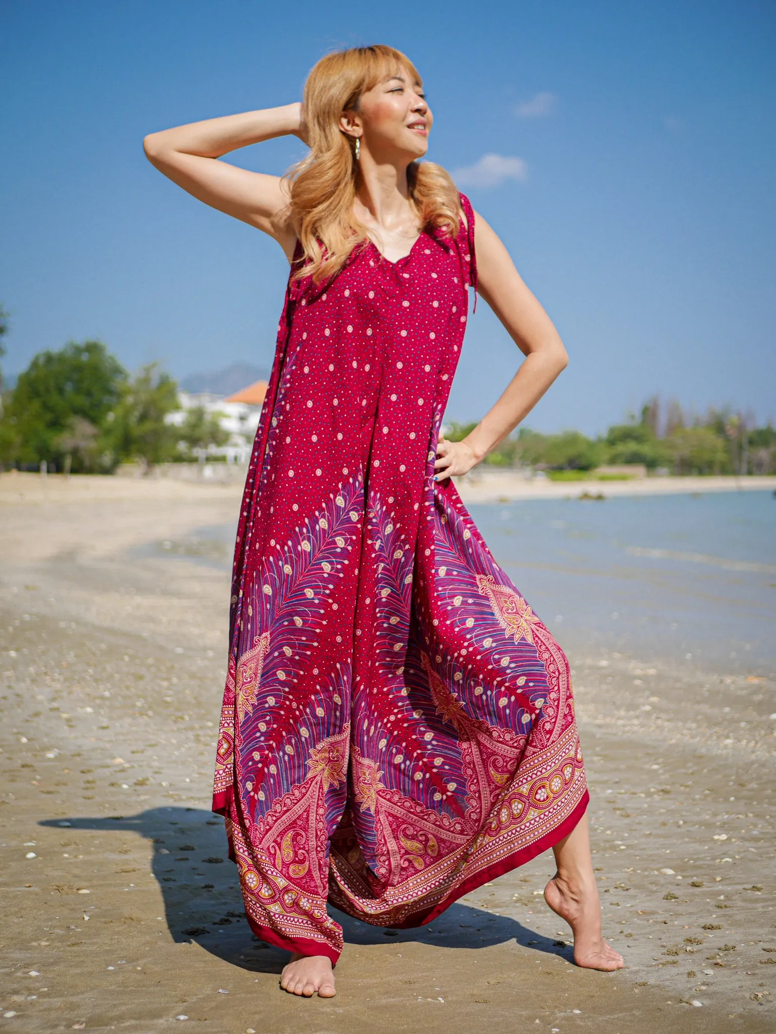 Crimson Peacock Boho Jumpsuit