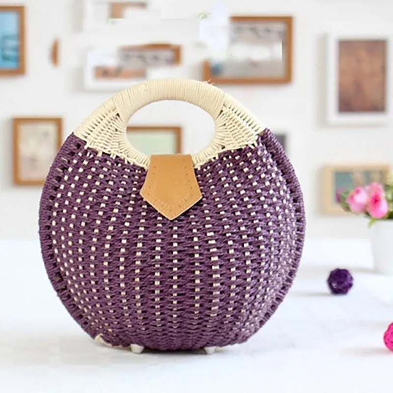 Dewey Beach Straw Tote Handbag