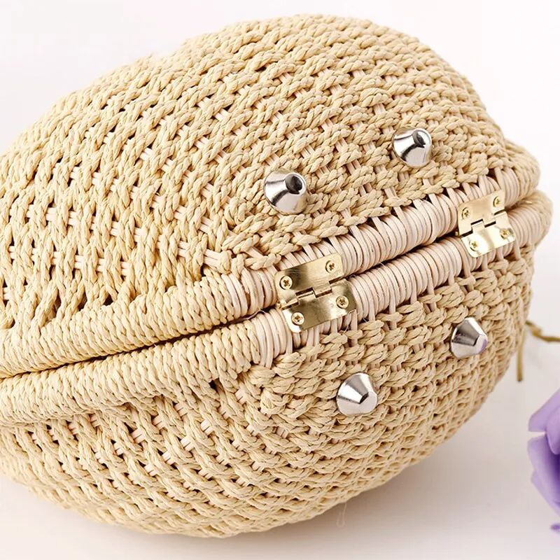 Dewey Beach Straw Tote Handbag