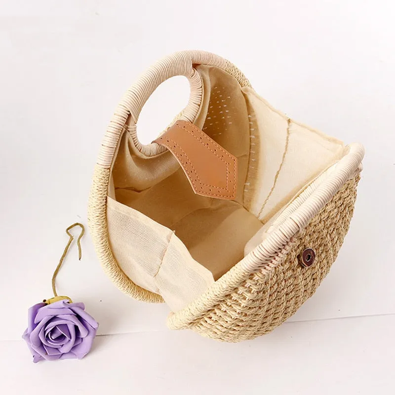 Dewey Beach Straw Tote Handbag