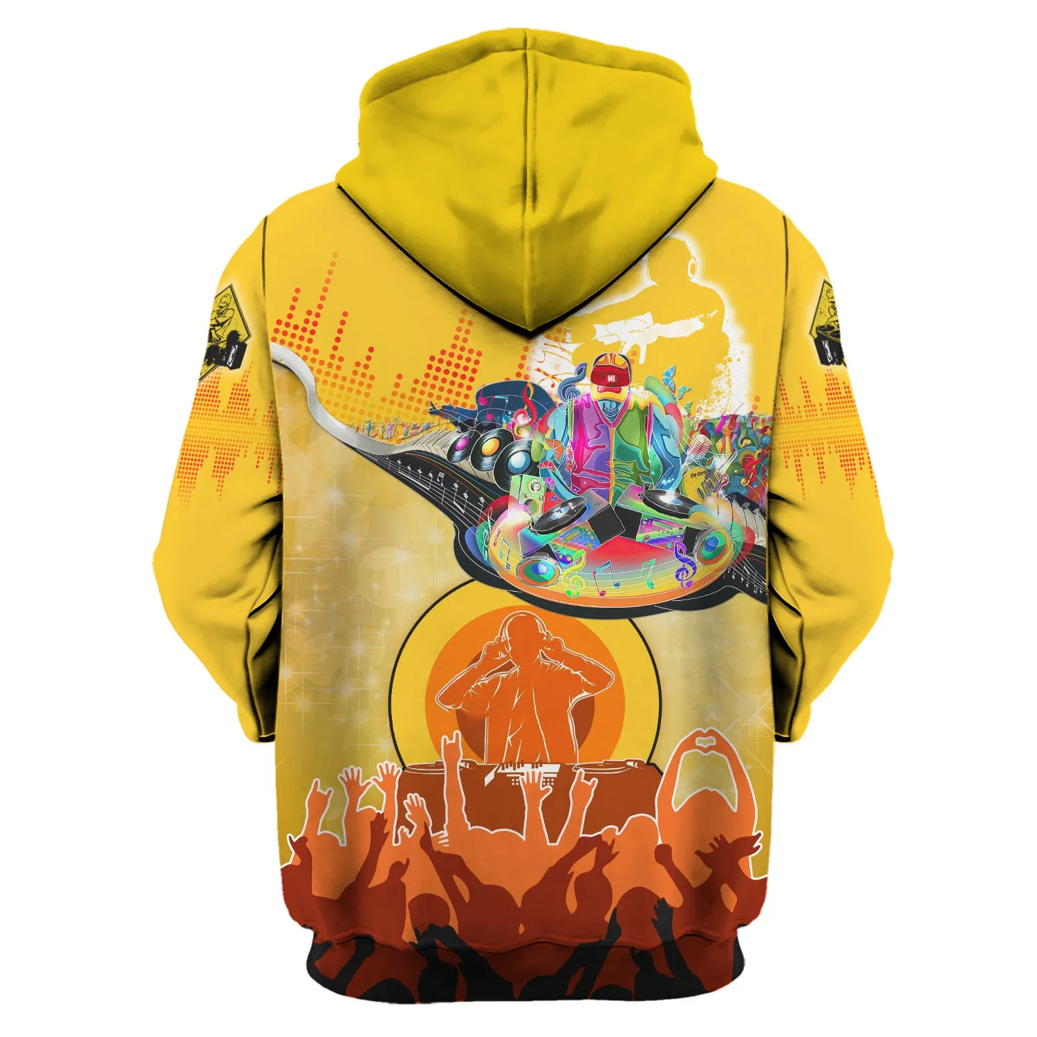 DJ Music Lover Yellow 3D Hoodie, 3D Zipper Hoodie,...