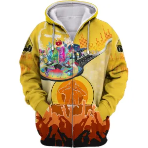 DJ Music Lover Yellow 3D Hoodie, 3D Zipper Hoodie,...