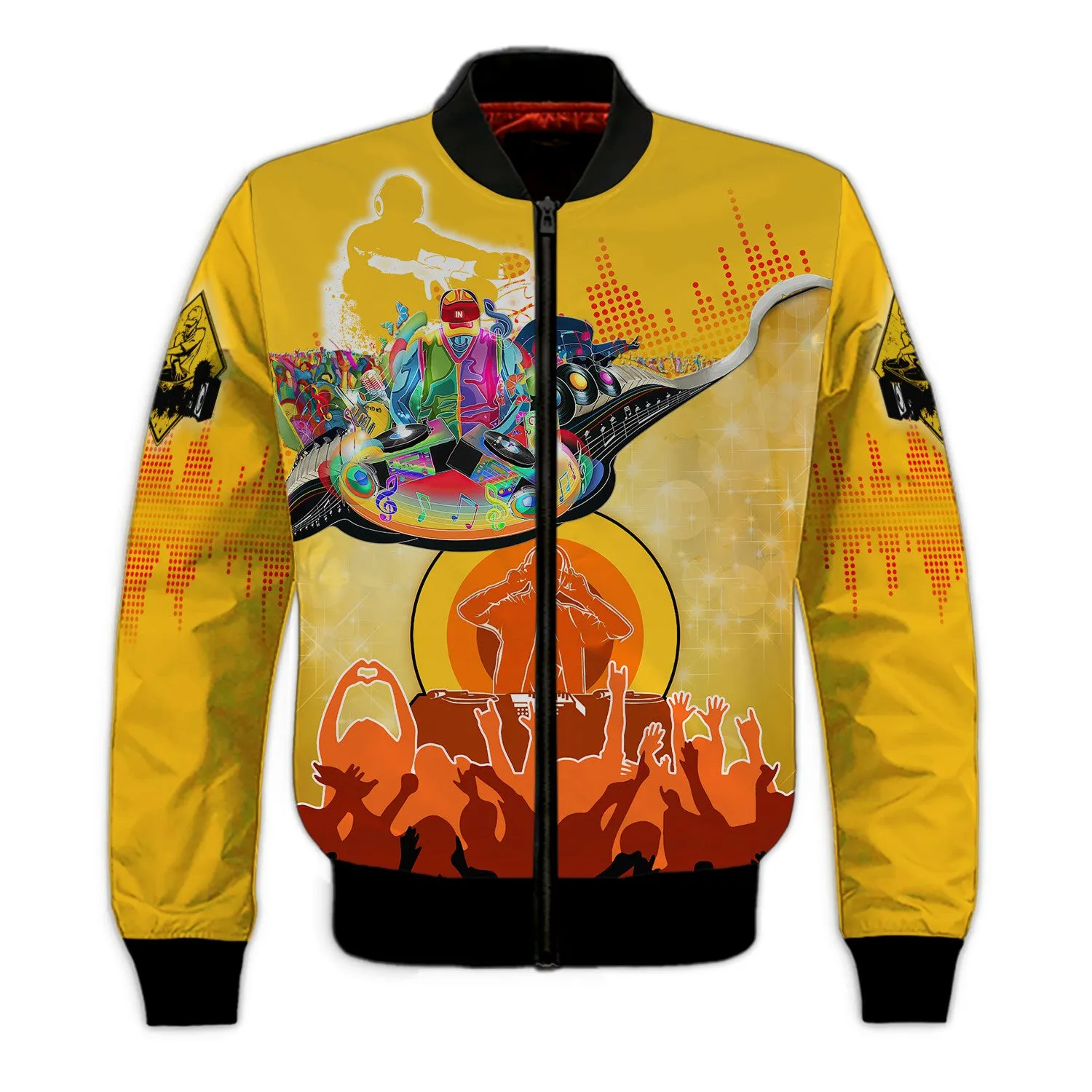 DJ Music Lover Yellow 3D Hoodie, 3D Zipper Hoodie,...