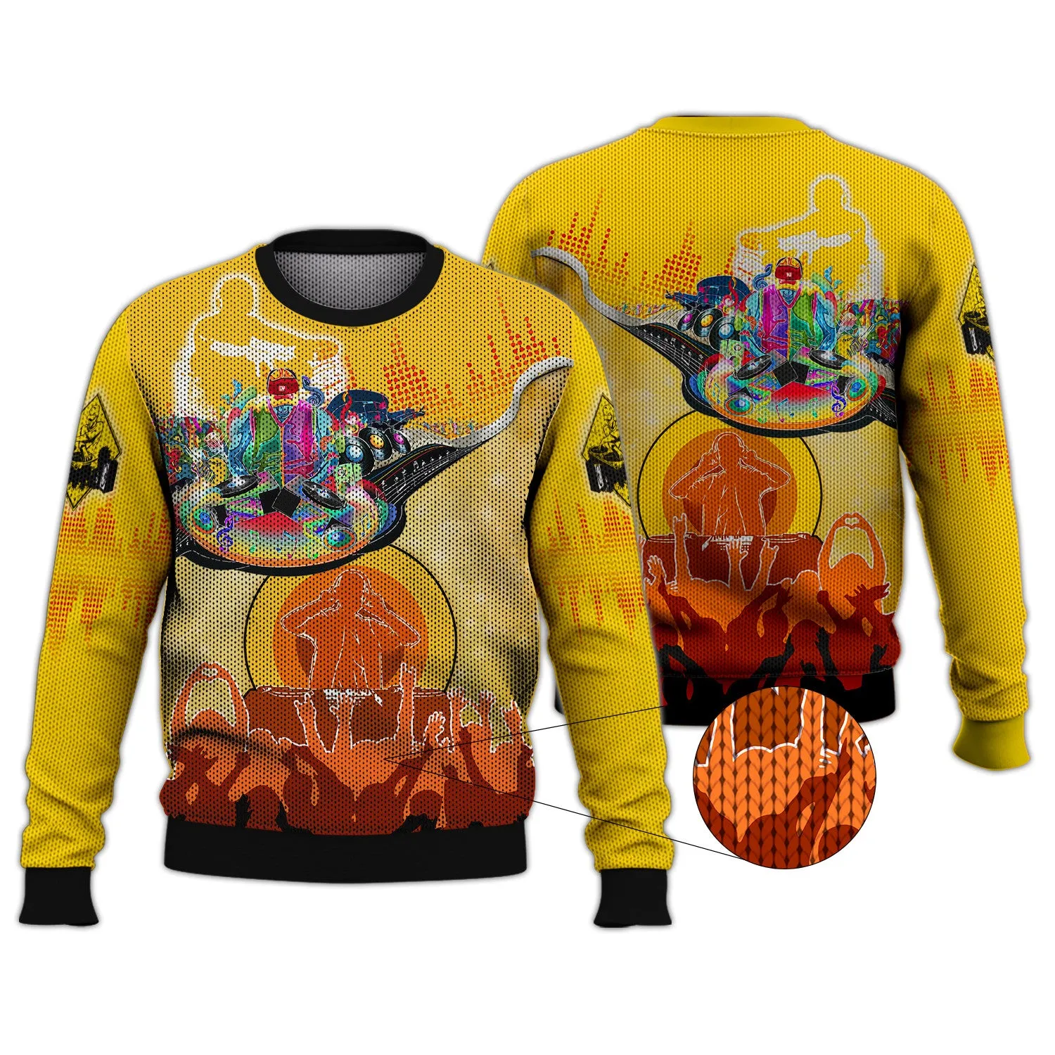 DJ Music Lover Yellow 3D Hoodie, 3D Zipper Hoodie,...