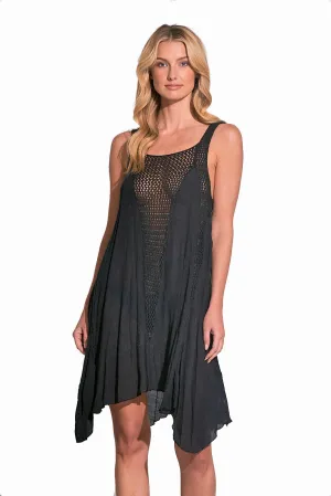 Elan Summer Beach Dress Sleeveless Crochet Inset Cover-Up