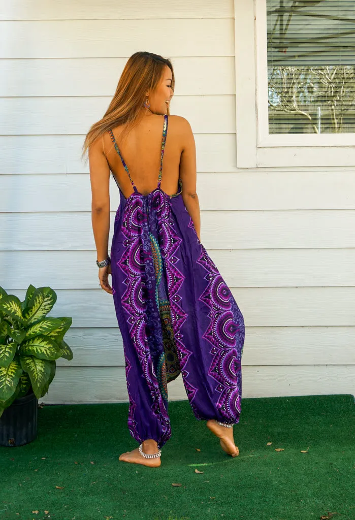Enchanted Plum Boho Hippie Jumpsuit