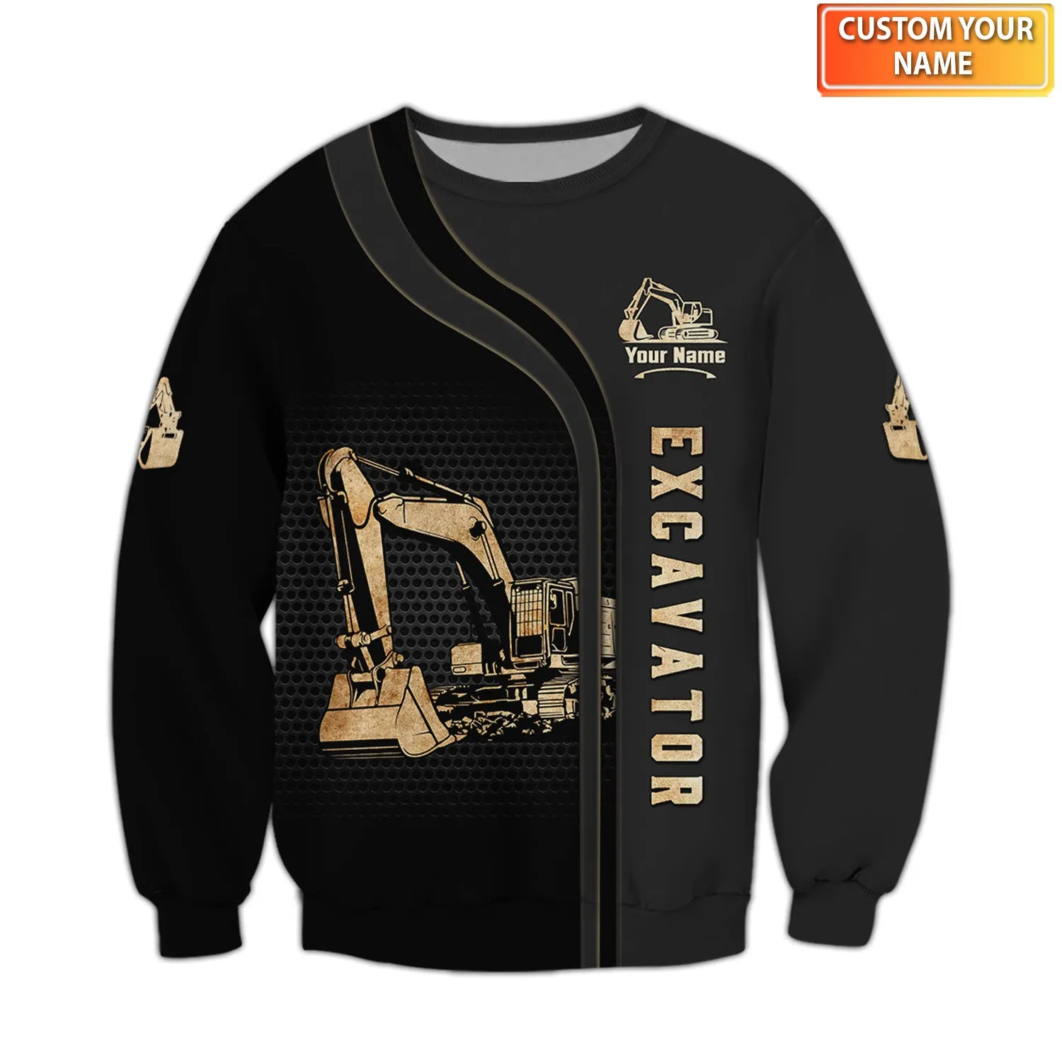 Excavator 3D Tshirt Zip Hoodie Polo
