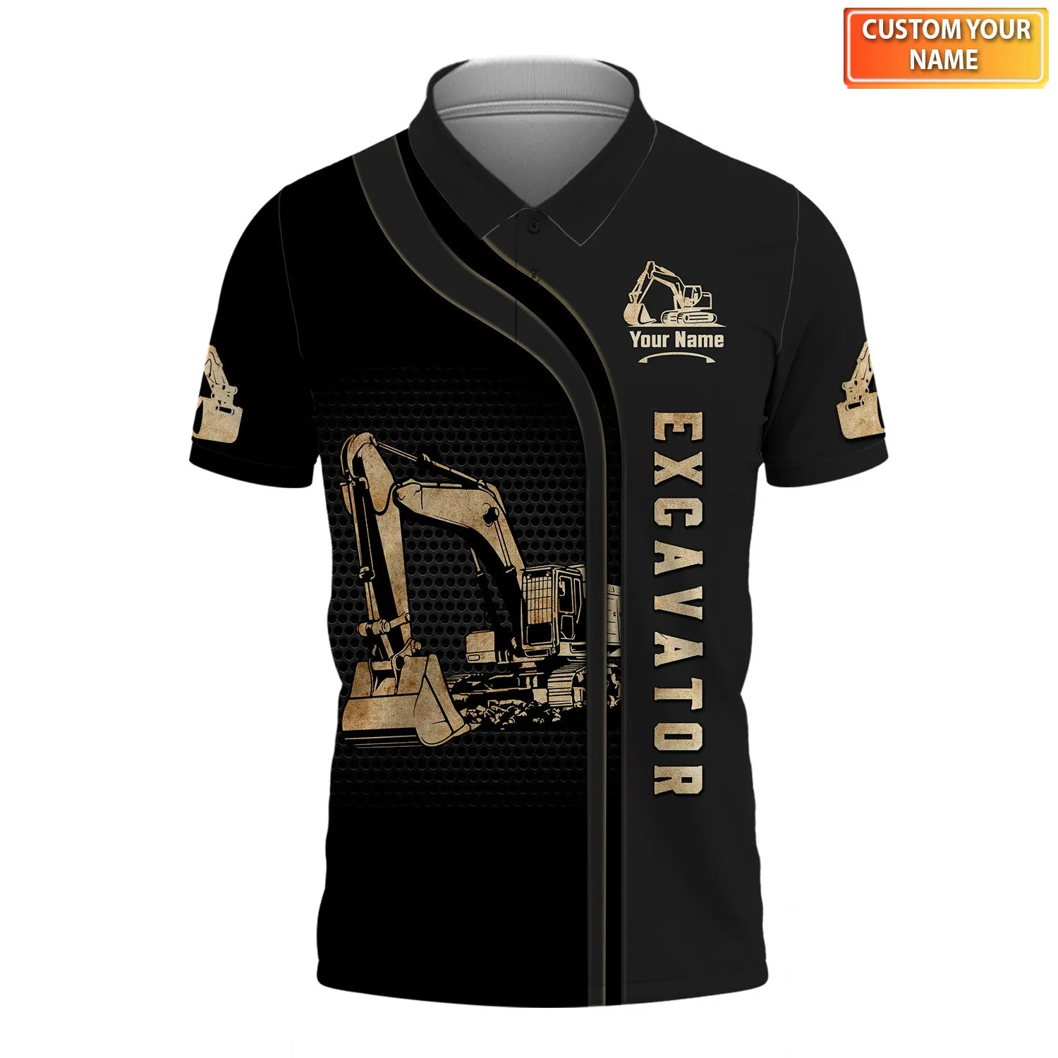 Excavator 3D Tshirt Zip Hoodie Polo