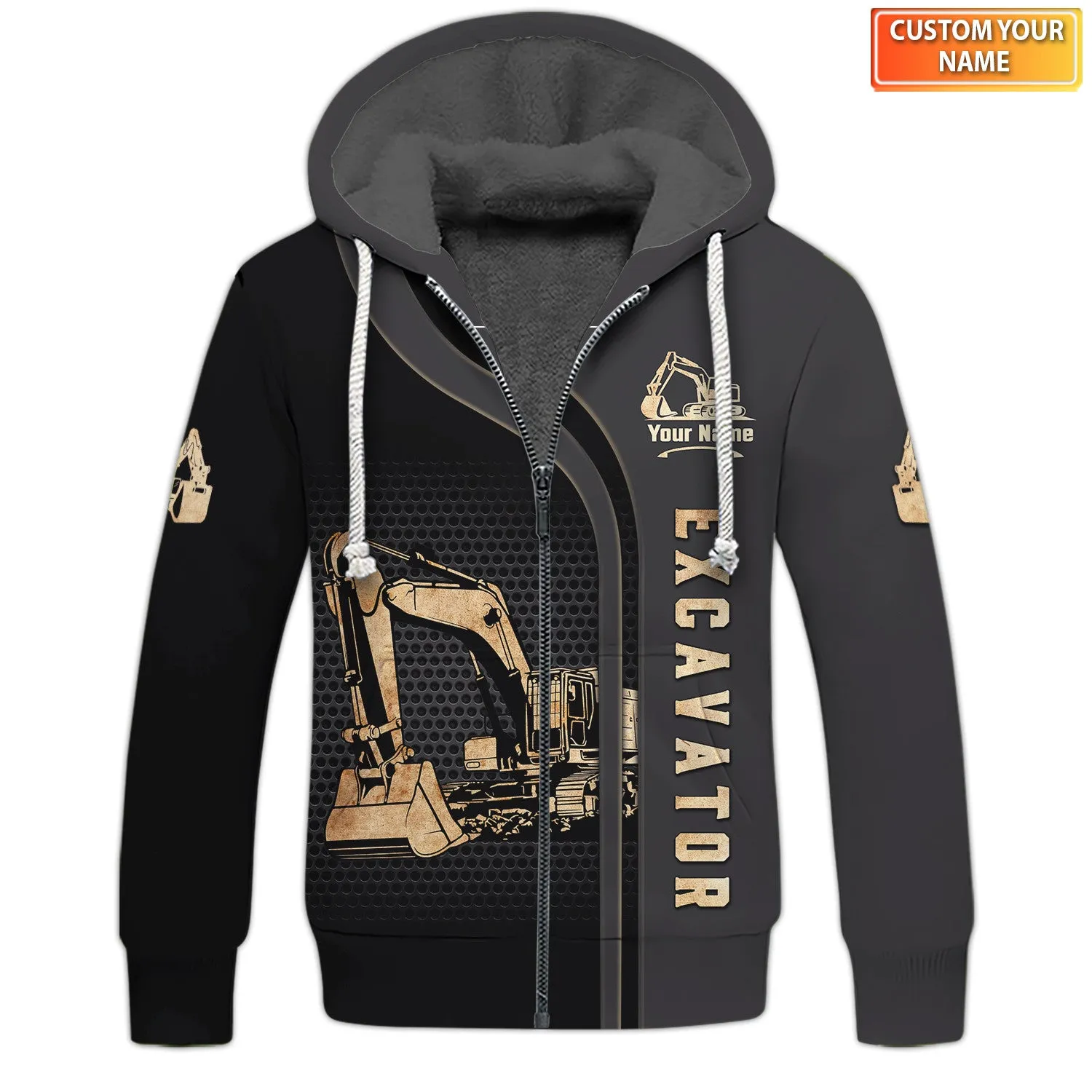 Excavator 3D Tshirt Zip Hoodie Polo