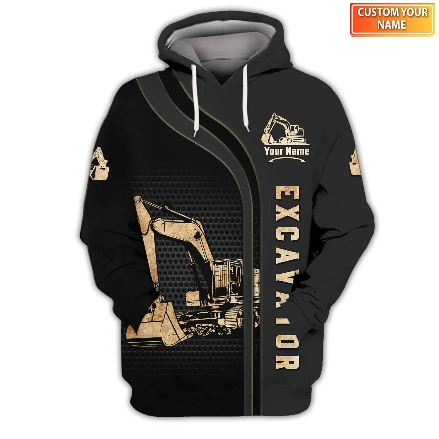 Excavator 3D Tshirt Zip Hoodie Polo