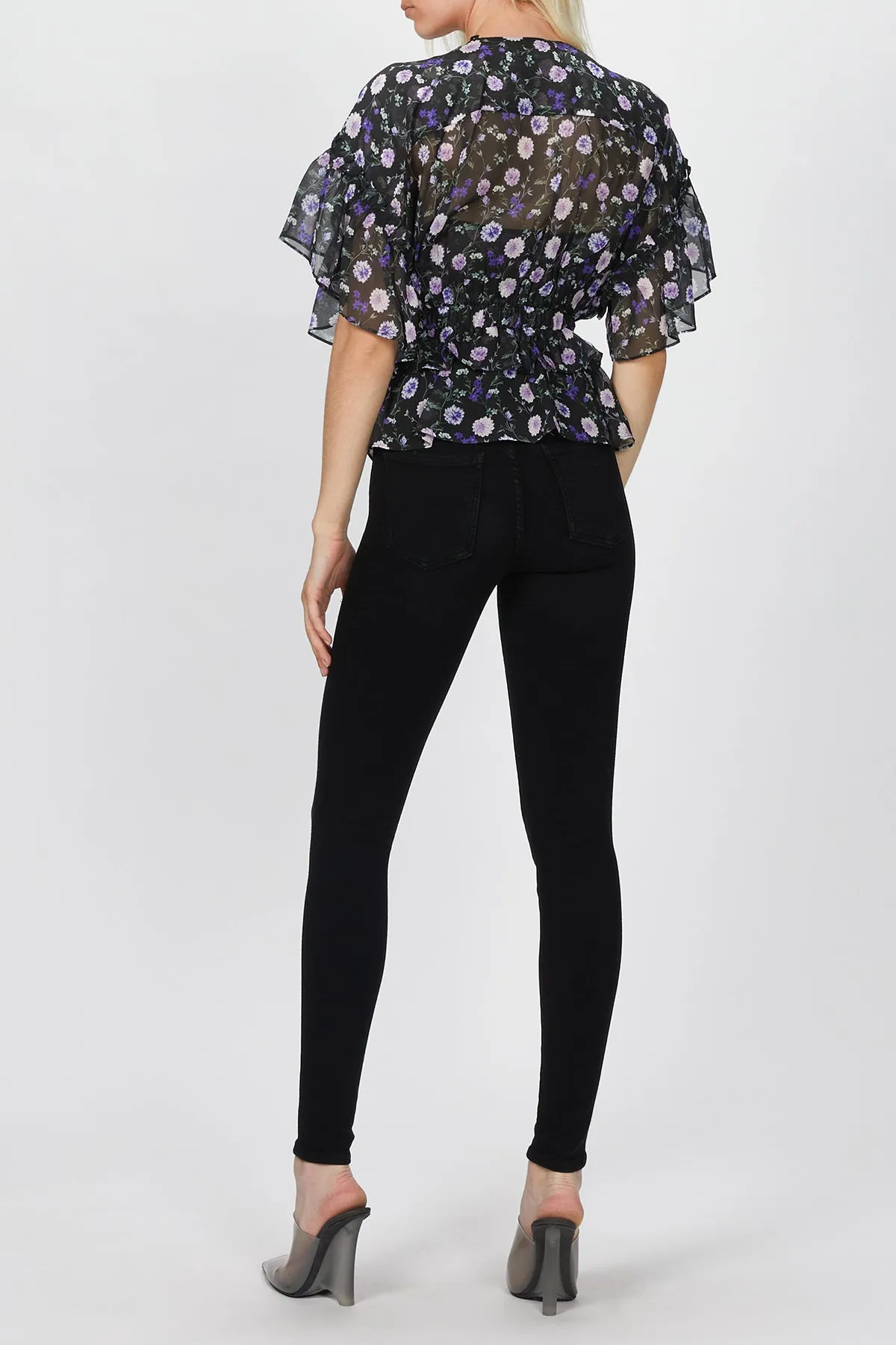 FLORAL-PRINT SILK BLOUSE
