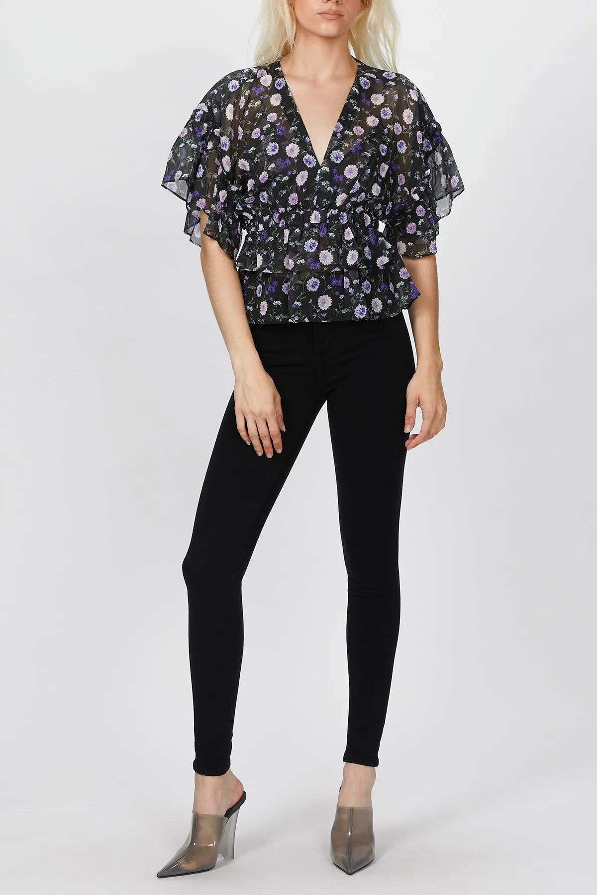 FLORAL-PRINT SILK BLOUSE