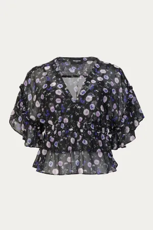 FLORAL-PRINT SILK BLOUSE
