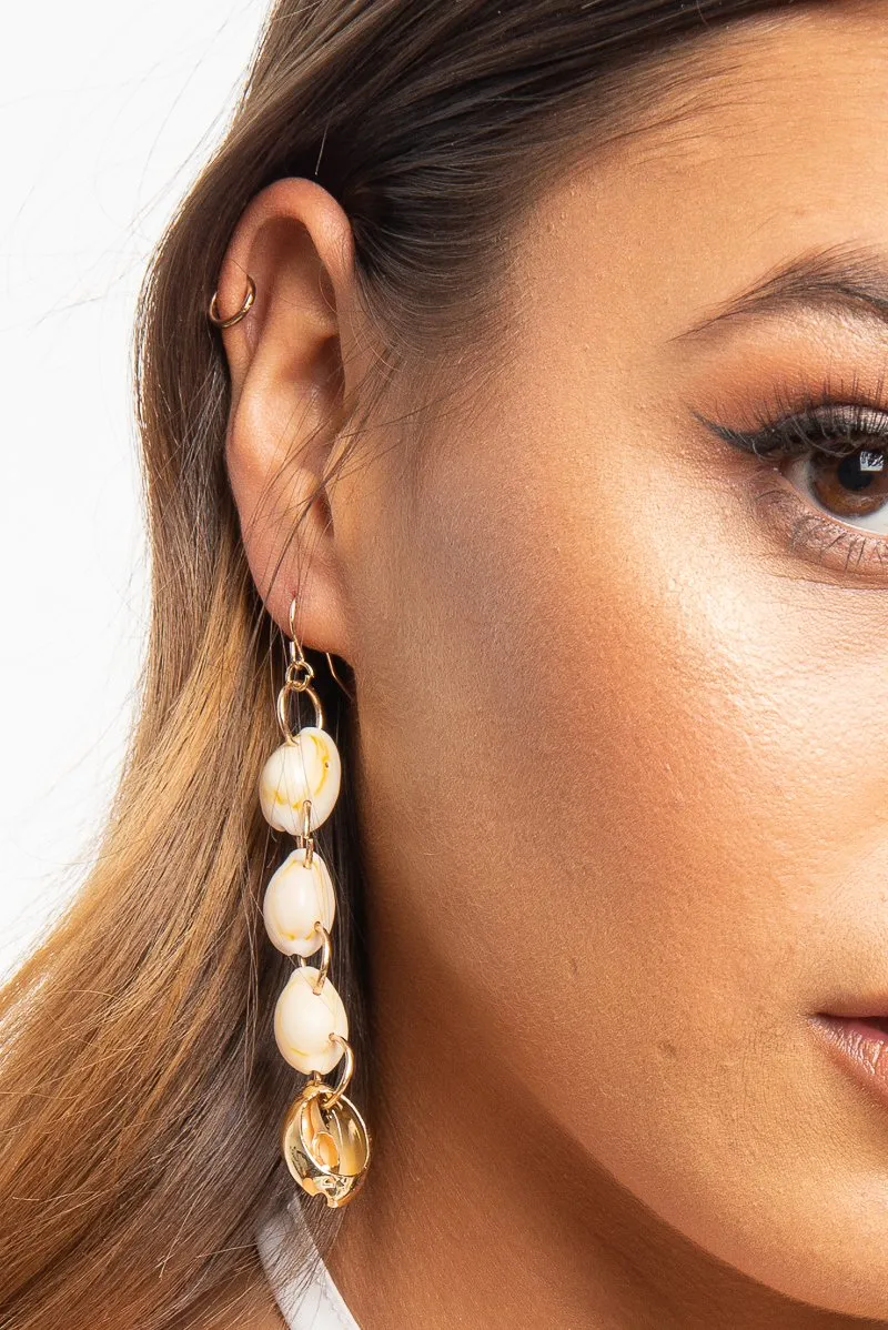 Gold Shell Drop Down Earrings - Iyla