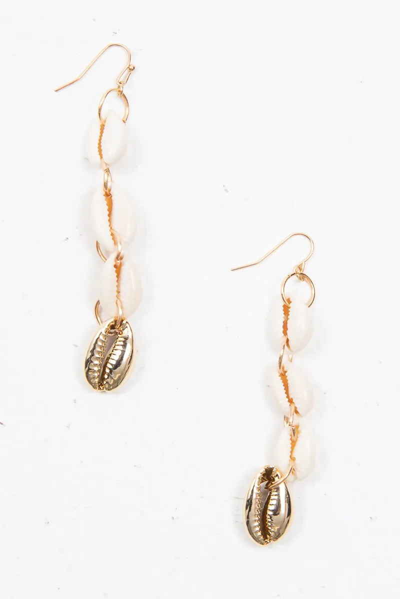 Gold Shell Drop Down Earrings - Iyla