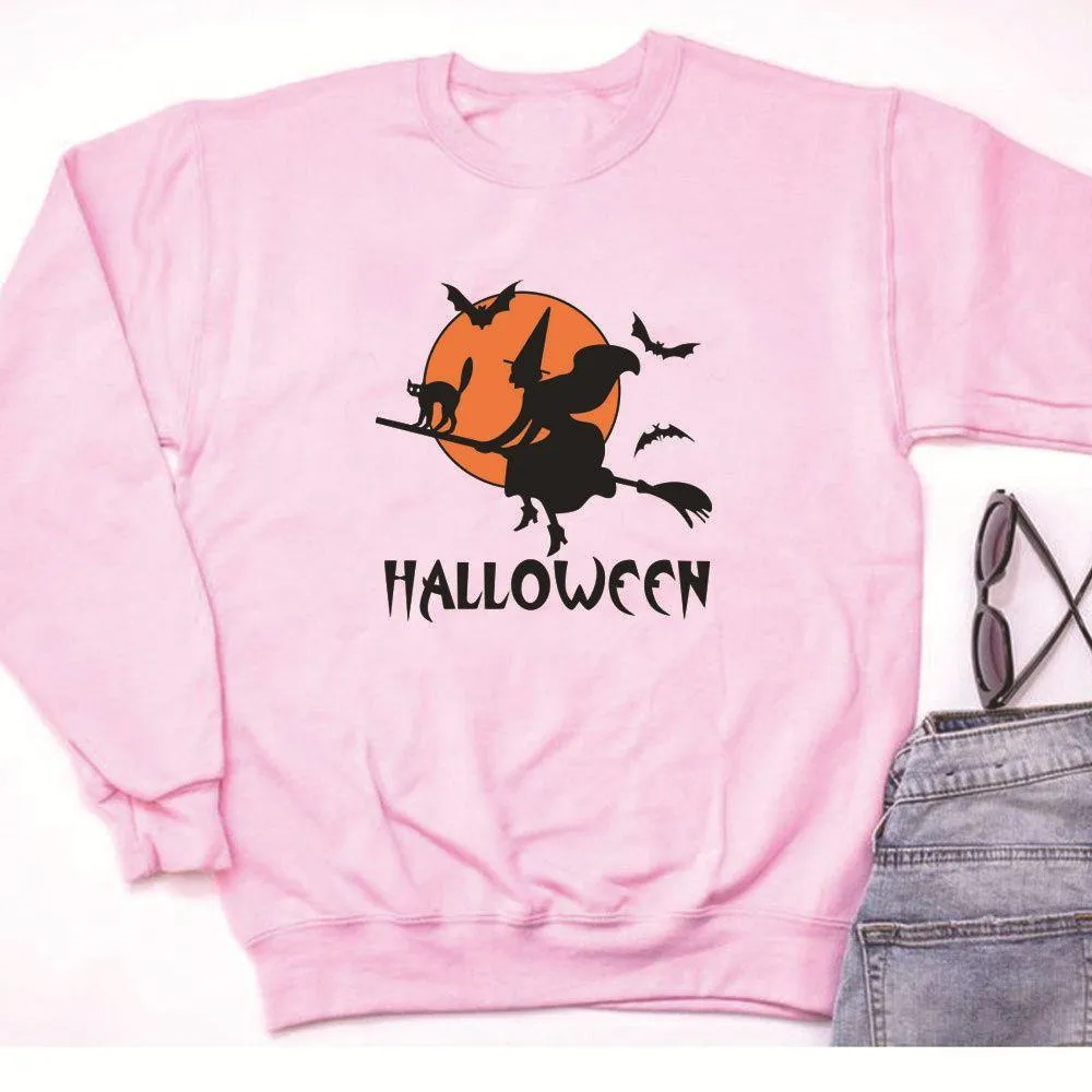 Graphic long Sleeve Shirts Broom And A Cat