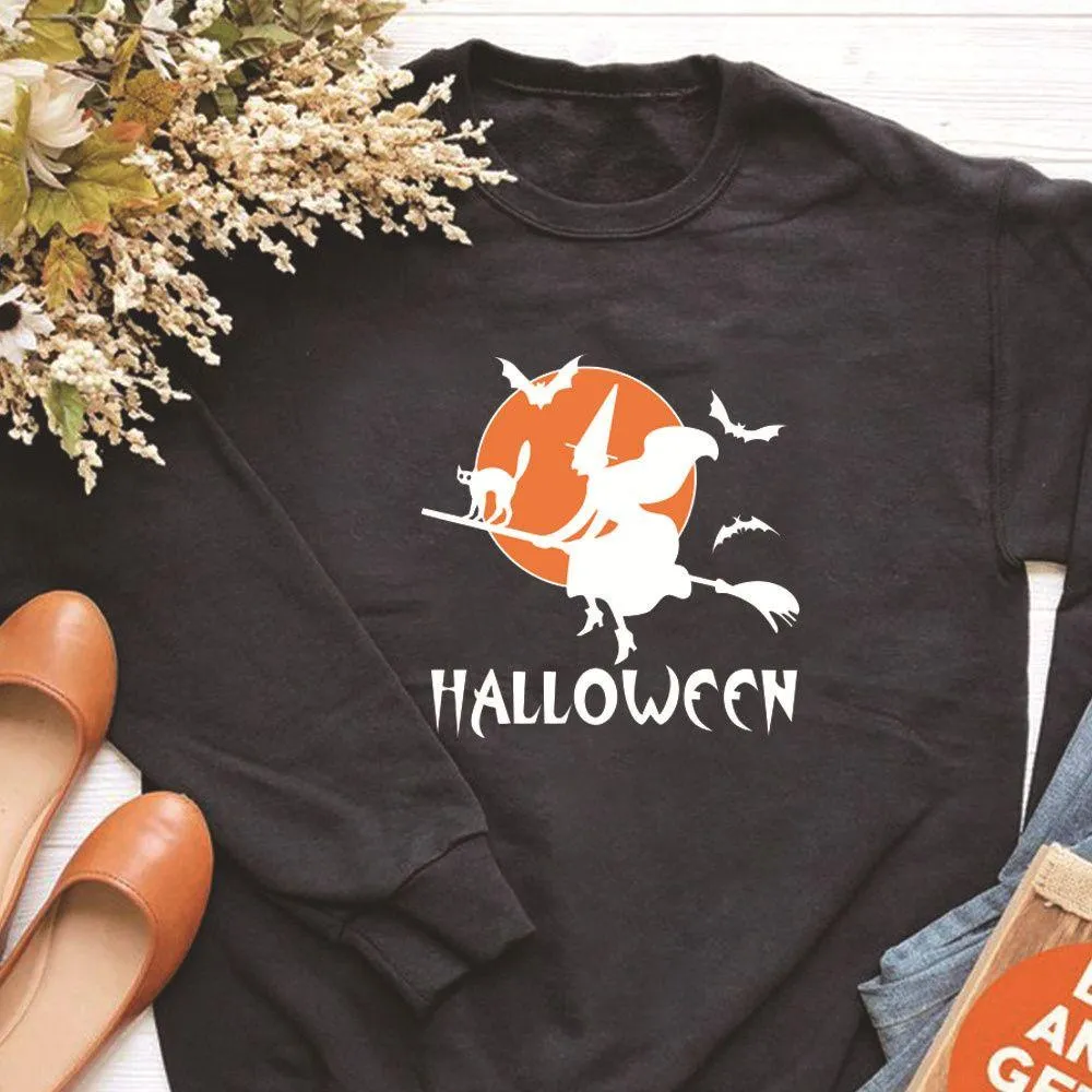 Graphic long Sleeve Shirts Broom And A Cat