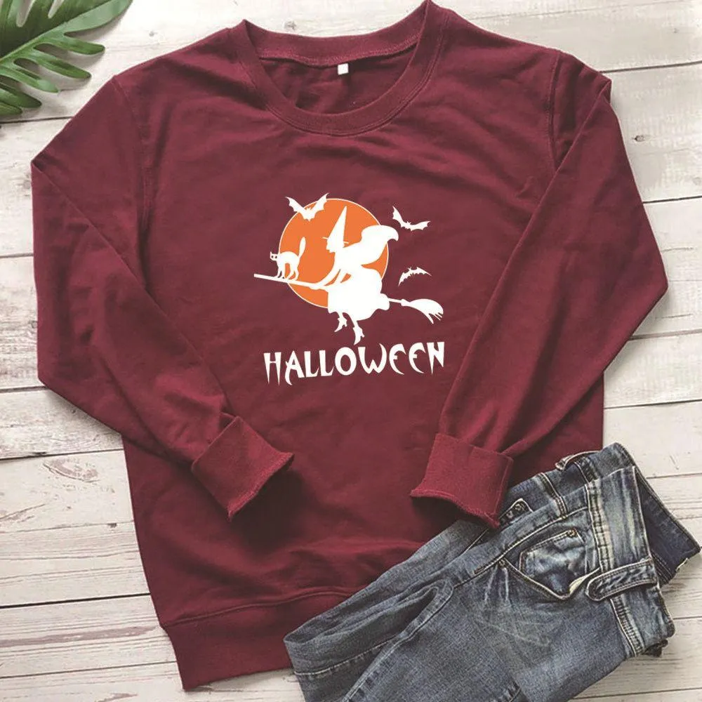 Graphic long Sleeve Shirts Broom And A Cat