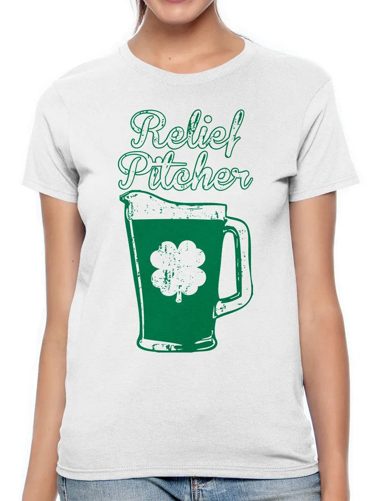 Green Beer Clover Relief Pitcher Women's T-shirt