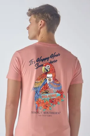 Happy Hour Macaw Short Sleeve Men's Tee by Simply Southern