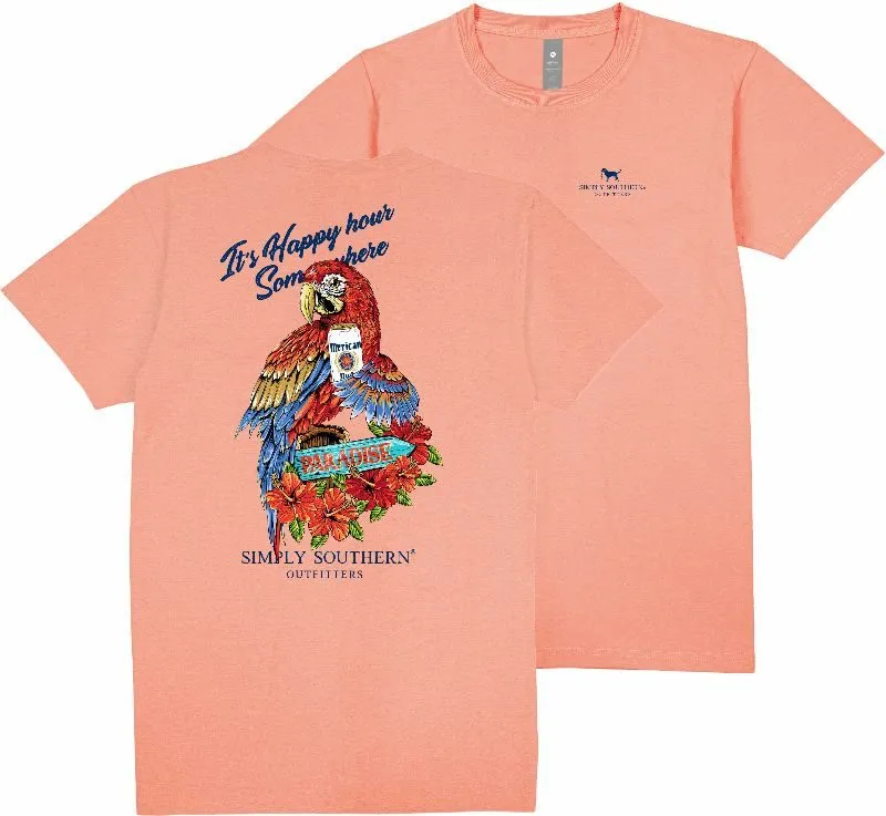 Happy Hour Macaw Short Sleeve Men's Tee by Simply Southern