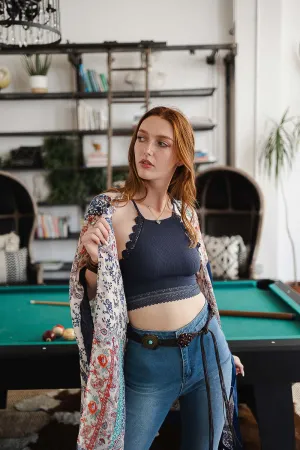 High Neck Crochet Trim Bralette