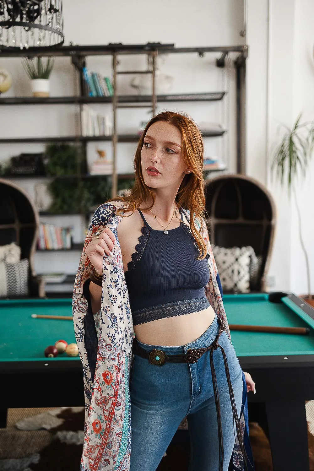 High Neck Crochet Trim Bralette