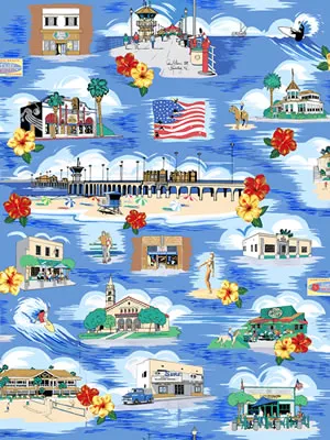 Huntington Beach Surf City Hawaiian™ Fabric
