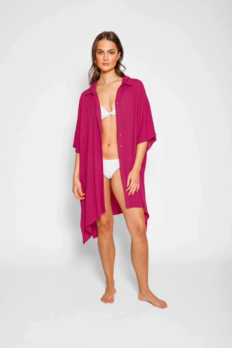 KOY RESORT- WOMEN'S MIAMI BIG SHIRT BUTTON UP COVER UP