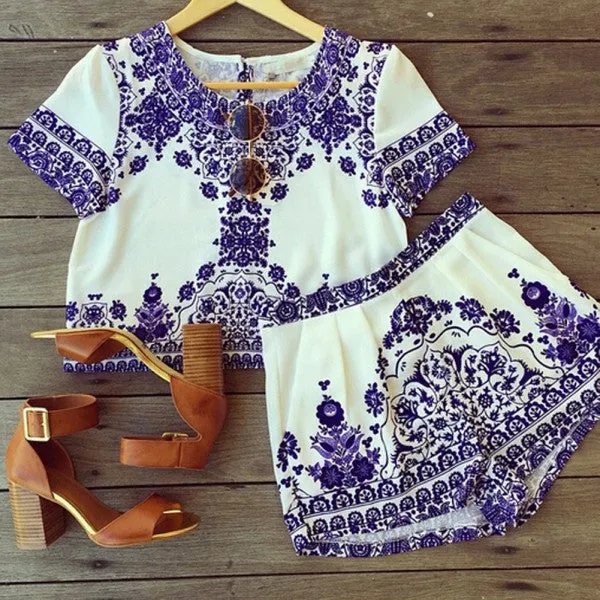 Lady's Floral Party Tops  Shorts Jumpsuit Playsuit Clubwear Summer S/M/L/XL