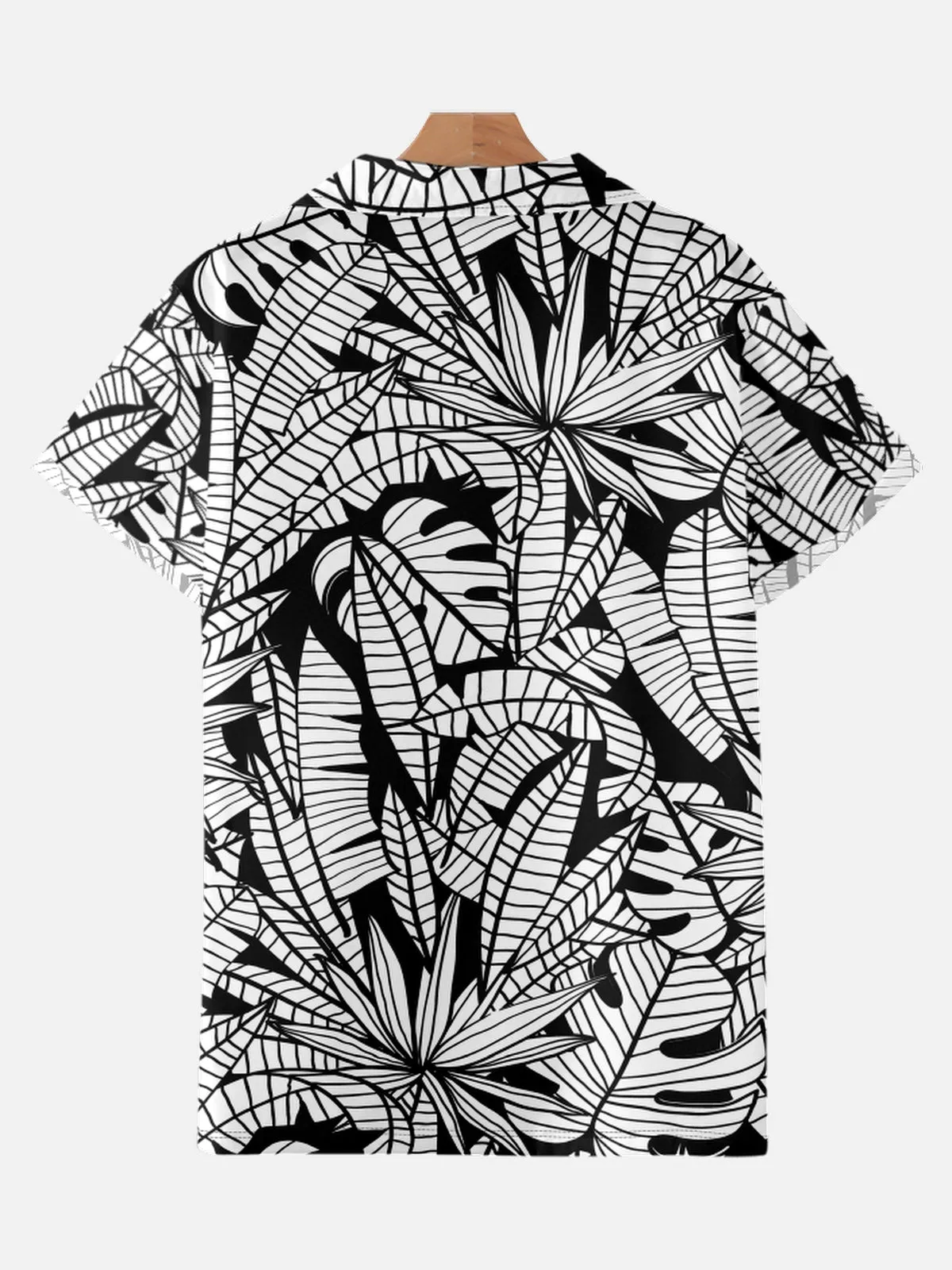 LEAVES PRINTED ALOHA SHIRT