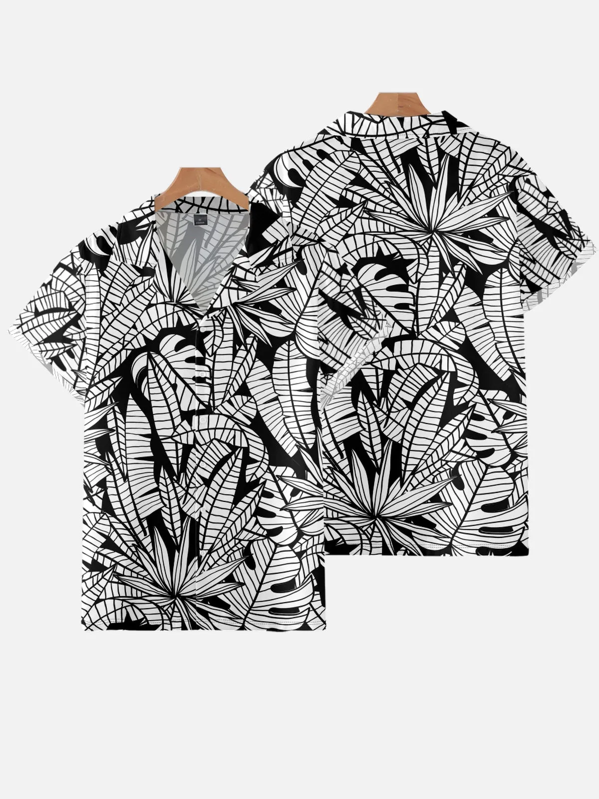 LEAVES PRINTED ALOHA SHIRT