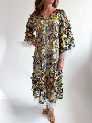 Long Dark Green Butterfly Caftan
