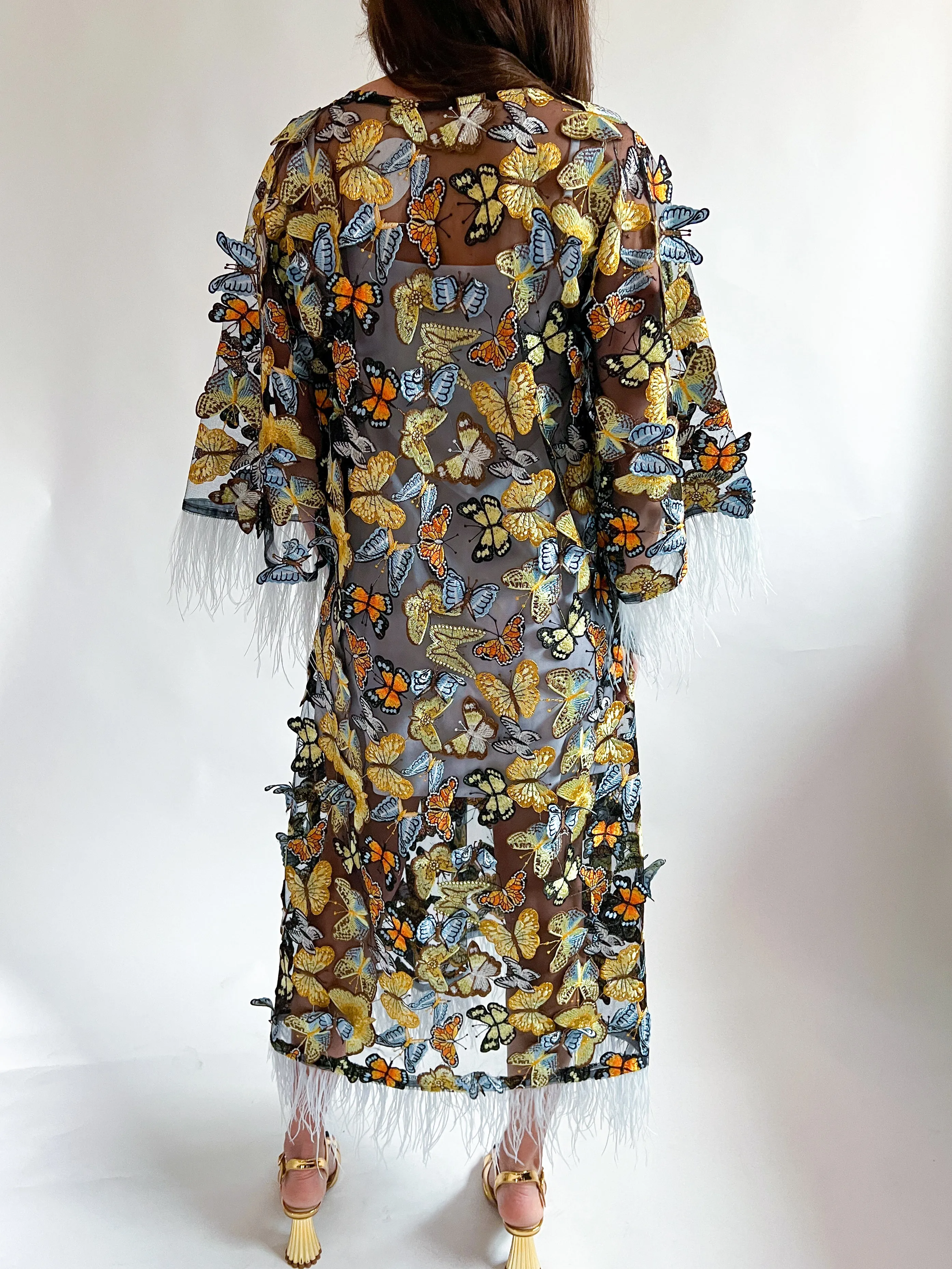 Long Dark Green Butterfly Caftan