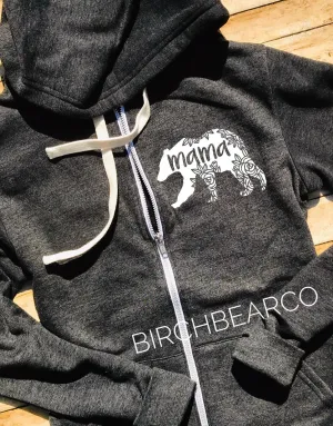 Mama Bear Floral Sweatshirt - Women's Hoodie - Unisex Zip