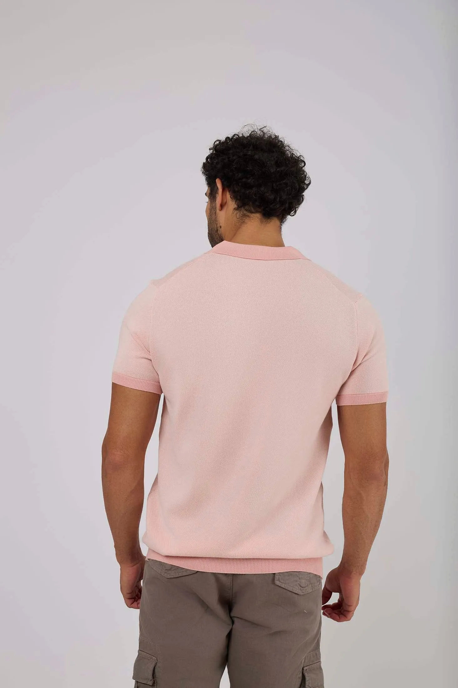 Men Polo Casual With Bottom Rib Pink