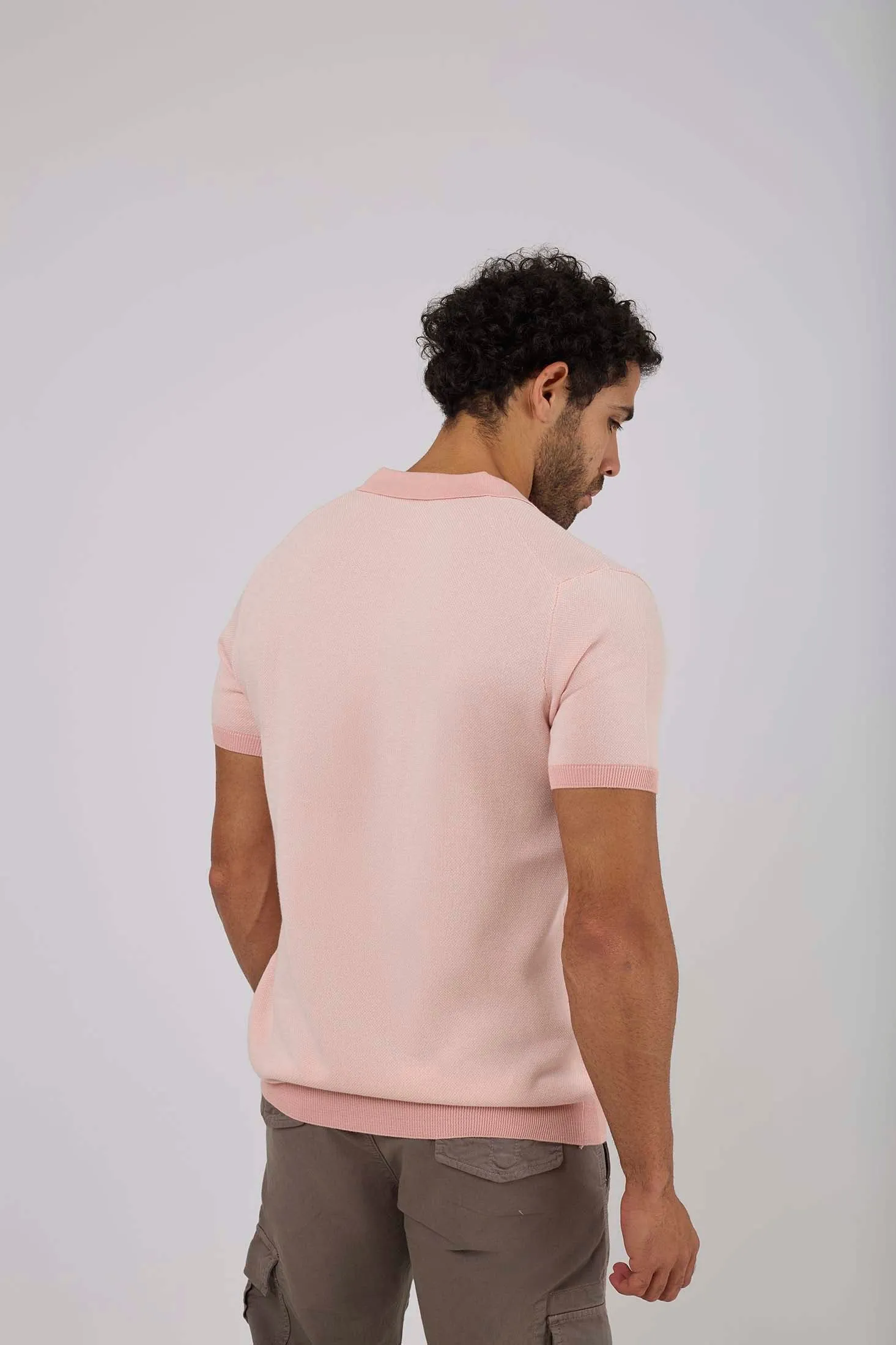 Men Polo Casual With Bottom Rib Pink