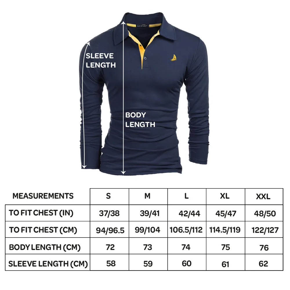 Men's 2 Pack Long Sleeve Polos - Navy / Mustard