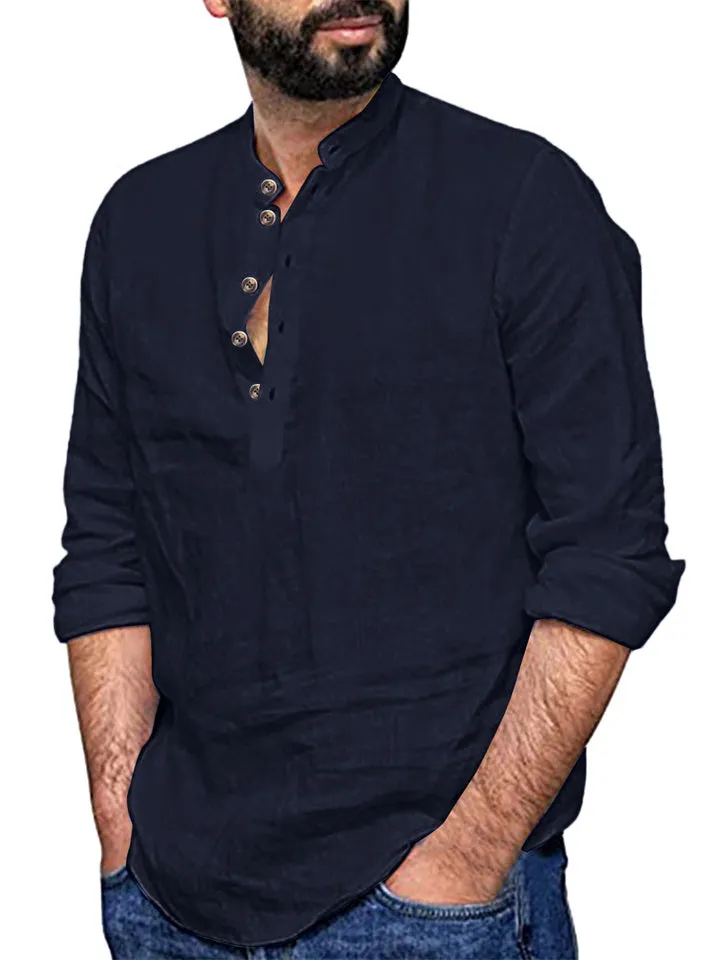 Men's Beach Shirts with Stand Collar
