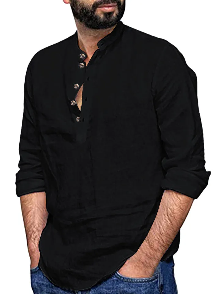 Men's Beach Shirts with Stand Collar