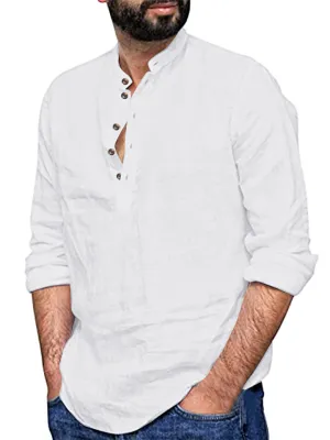 Men's Beach Shirts with Stand Collar