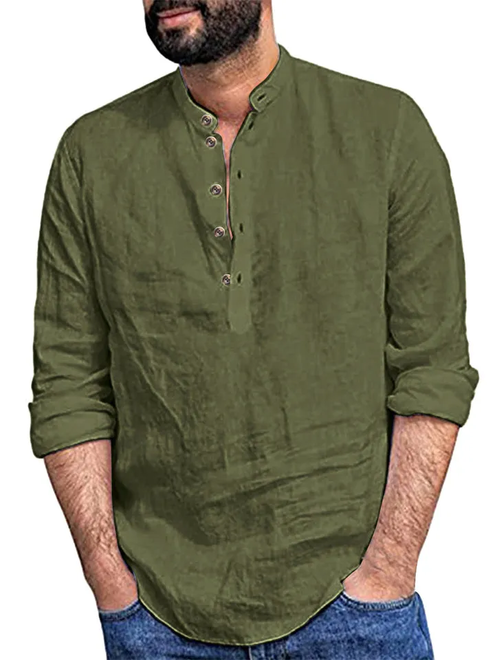 Men's Beach Shirts with Stand Collar