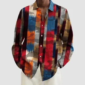 Men's Colorful Stripes Print Long Sleeve Shirt 2411011024