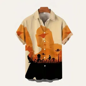 Men's Futuristic Tech 3D Printed Short Sleeve Shirt